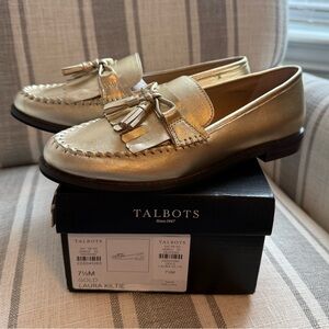 Talbots Shiny Gold Tassel Loafers
